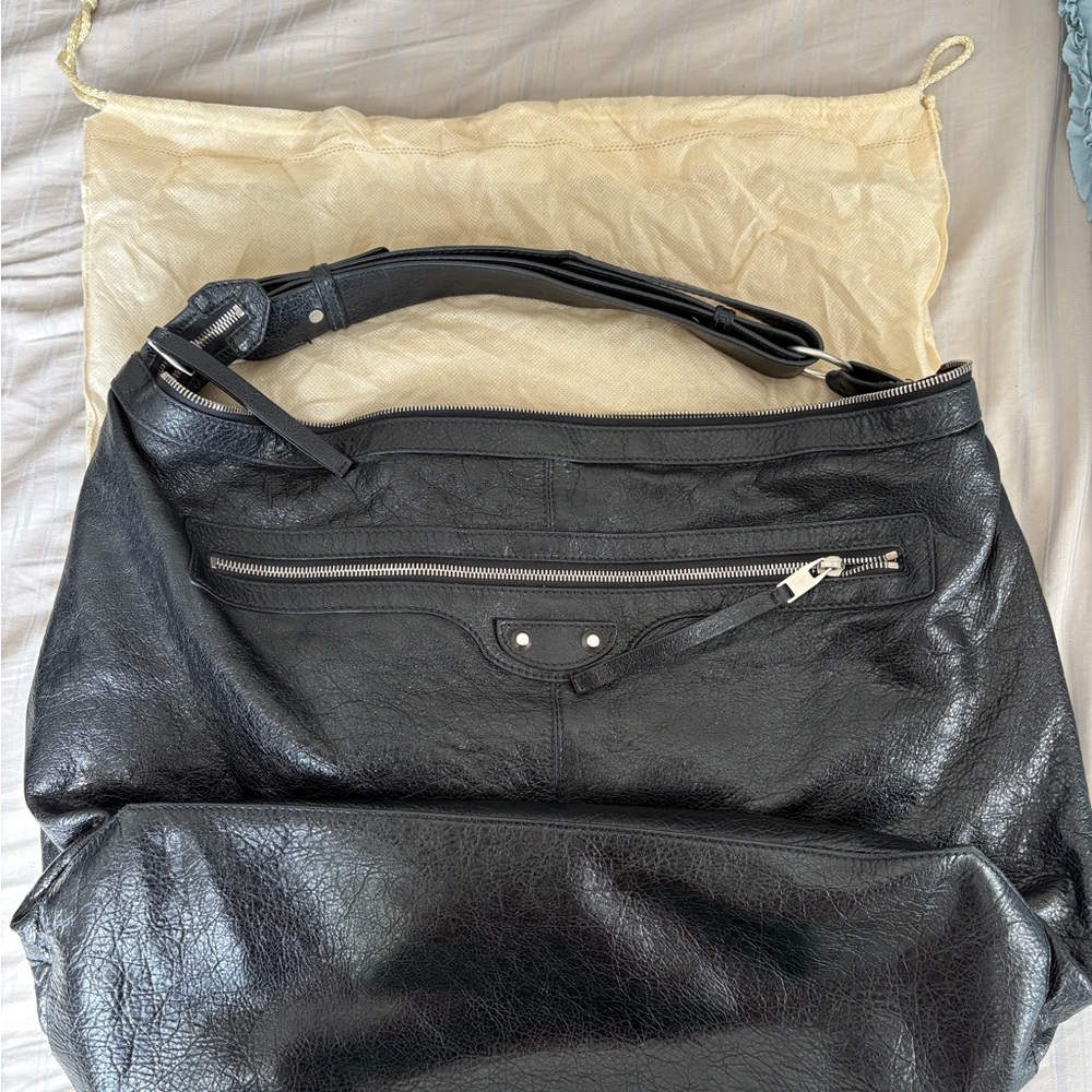 Balenciaga Big Black Leather Interior Zip Tote